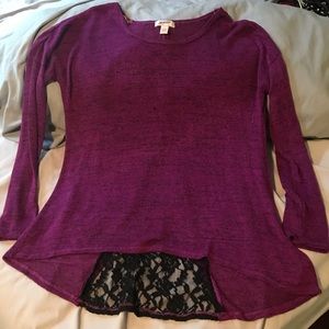 Arizona purple light sweater high low lace detail
